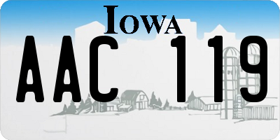 IA license plate AAC119