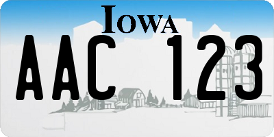 IA license plate AAC123