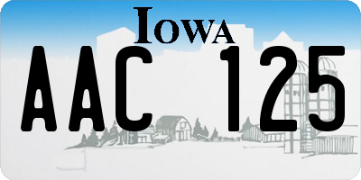 IA license plate AAC125