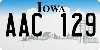 IA license plate AAC129