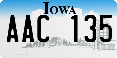 IA license plate AAC135