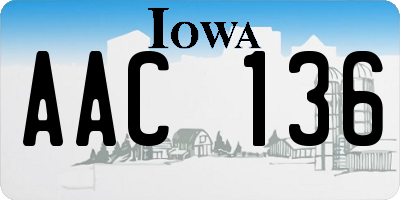 IA license plate AAC136