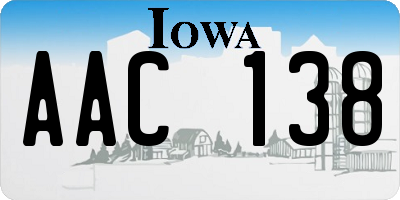 IA license plate AAC138