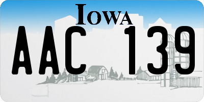 IA license plate AAC139
