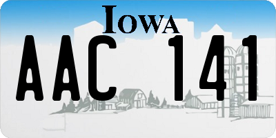 IA license plate AAC141