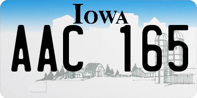 IA license plate AAC165