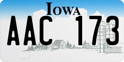 IA license plate AAC173