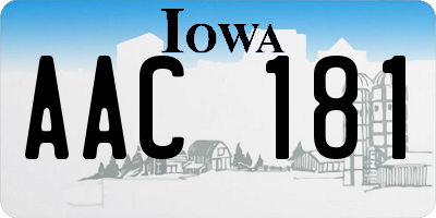 IA license plate AAC181