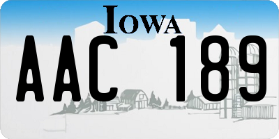 IA license plate AAC189