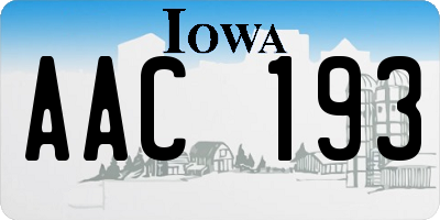 IA license plate AAC193