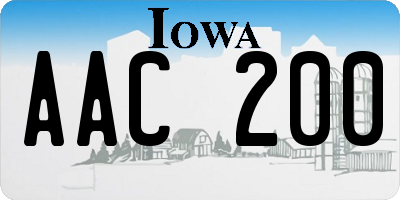 IA license plate AAC200