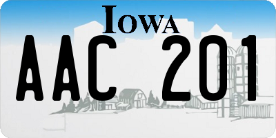 IA license plate AAC201