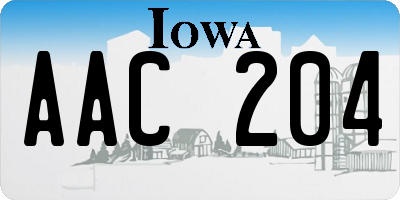 IA license plate AAC204