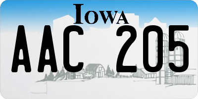 IA license plate AAC205