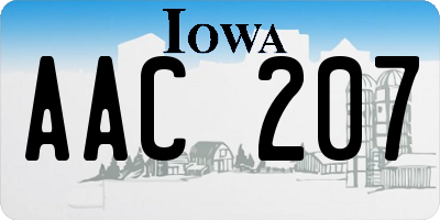 IA license plate AAC207