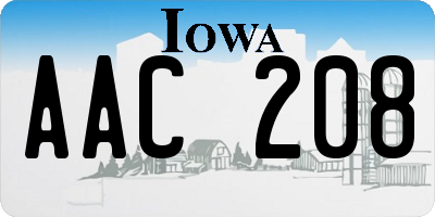 IA license plate AAC208
