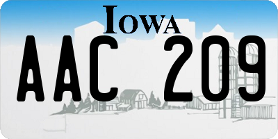 IA license plate AAC209