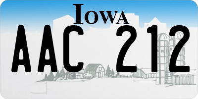 IA license plate AAC212