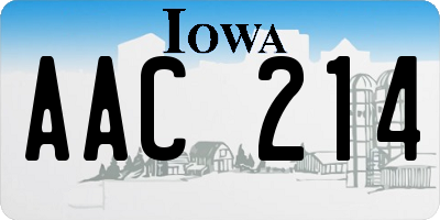 IA license plate AAC214