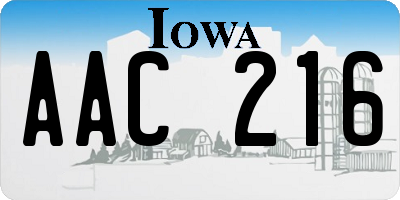 IA license plate AAC216