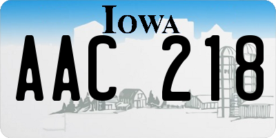 IA license plate AAC218