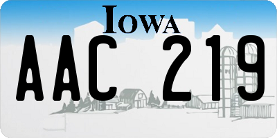 IA license plate AAC219