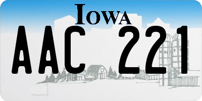 IA license plate AAC221