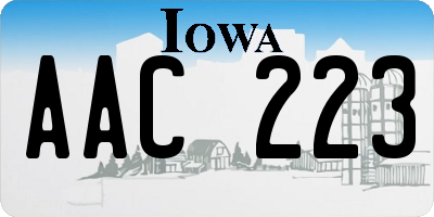 IA license plate AAC223