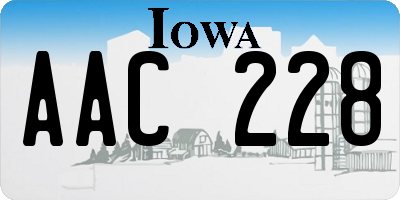 IA license plate AAC228