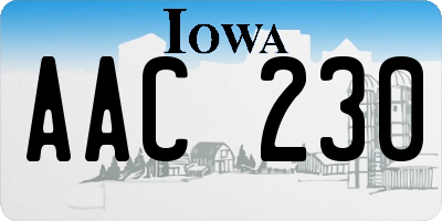 IA license plate AAC230