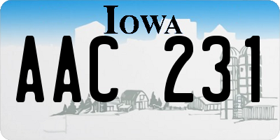 IA license plate AAC231