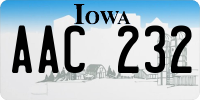 IA license plate AAC232