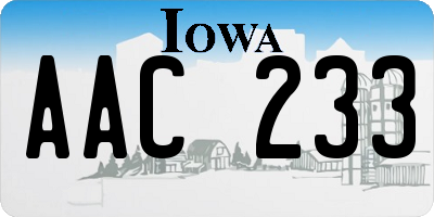 IA license plate AAC233