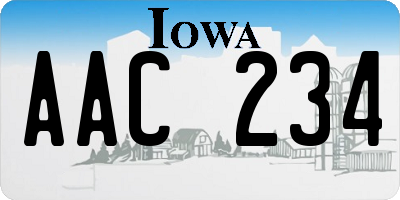 IA license plate AAC234