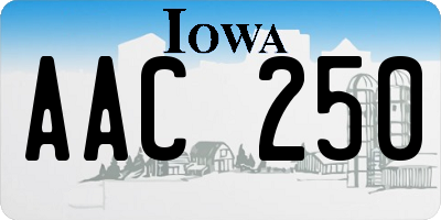 IA license plate AAC250