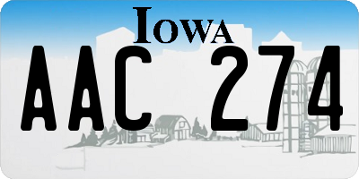 IA license plate AAC274