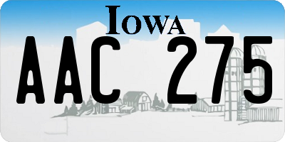 IA license plate AAC275