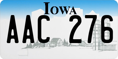 IA license plate AAC276