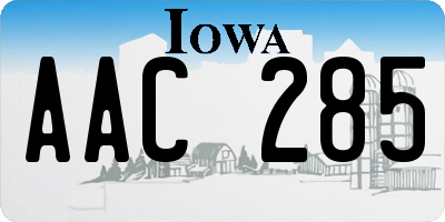 IA license plate AAC285