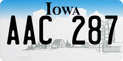 IA license plate AAC287