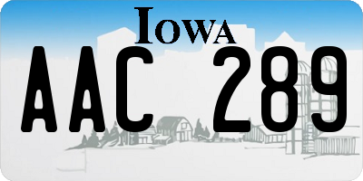IA license plate AAC289
