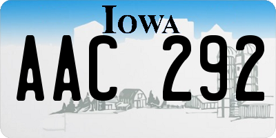 IA license plate AAC292