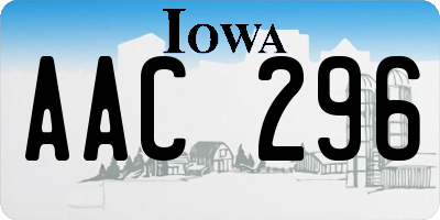 IA license plate AAC296