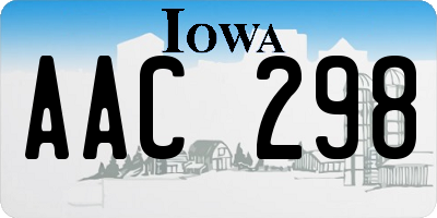 IA license plate AAC298