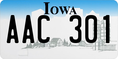 IA license plate AAC301