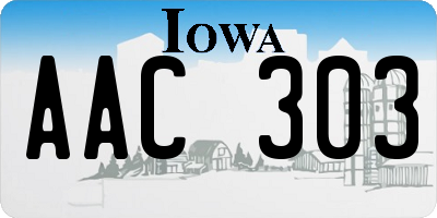 IA license plate AAC303