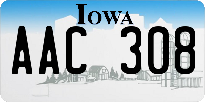 IA license plate AAC308