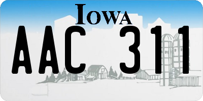 IA license plate AAC311