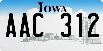 IA license plate AAC312