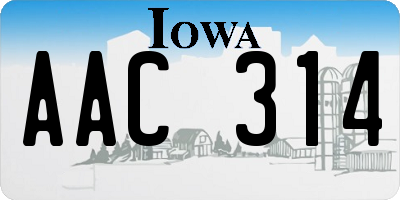IA license plate AAC314